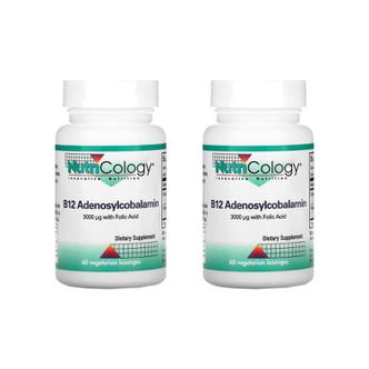  [해외직구] 뉴트리골로지 B12 아데노실코발라민 60베지테리언로젠지 2팩 Nutricology B12 Adenosylcobalamin 60 Vegetarian Lozenges