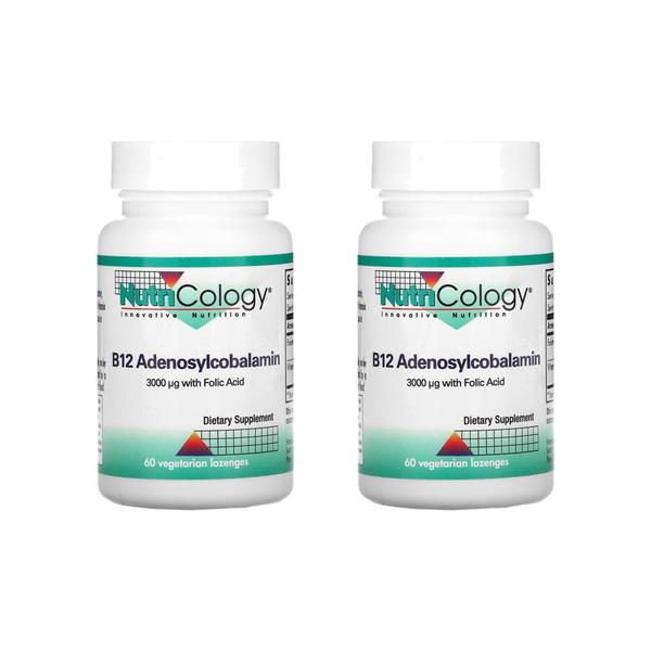 [해외직구] 뉴트리골로지 B12 아데노실코발라민 60베지테리언로젠지 2팩 Nutricology B12 Adenosylcobalamin 60 Vegetarian Lozenges