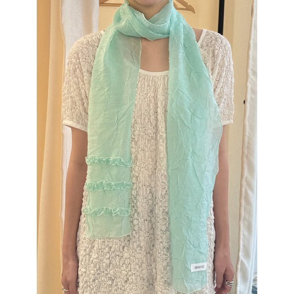 Sheer Wrinkle Frill Long Scarf (mint)