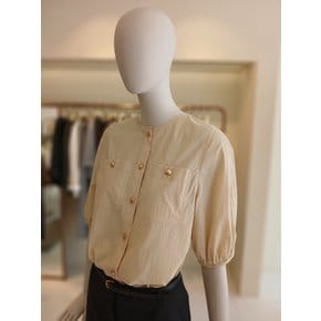 [여주점] 씨씨콜렉트 라운드넥볼륨소매블라우스E253psc124