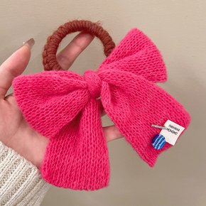 귀여운 니트 뜨개 빅 리본 헤어 밴드 머리끈 헤어끈 포니테일 올림머리 똥머리 겨울 예쁜 고무줄