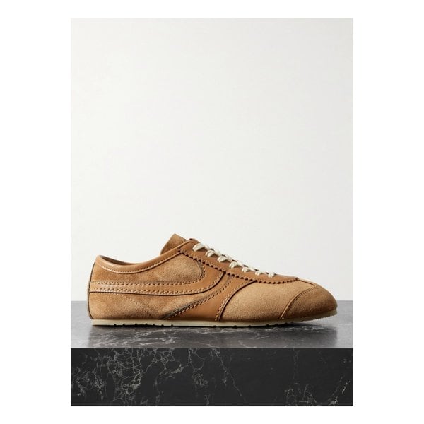 가죽 트리밍 스웨이드 스니커즈 탠 브라운 46376663162872456