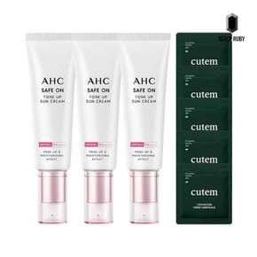 AHC 세이프온 톤업 선크림 50ml x3 + 큐템 세라밤 앰플 1ml 5매 (S18086334)