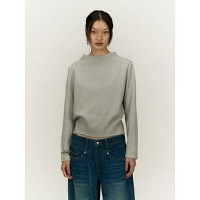 TWOWAY HIGH NECK BOUCLE TOP [LIGHT GREY]