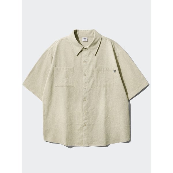 피그먼트 루즈핏 반팔 셔츠 베이지 SMSS4079