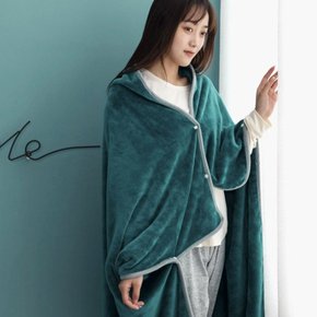 똑딱이단추 극세사 망토 담요 100x150cm 여행담요