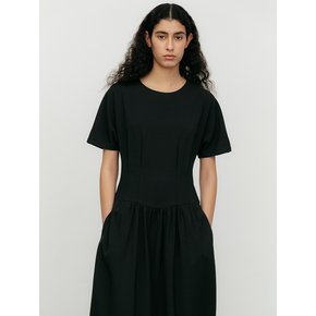 Shirring Dart Dress-black