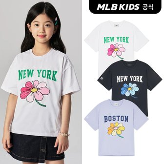 MLB키즈 (공식)24SS 플로랄 여아 티셔츠 (3color) 7FTSF0143