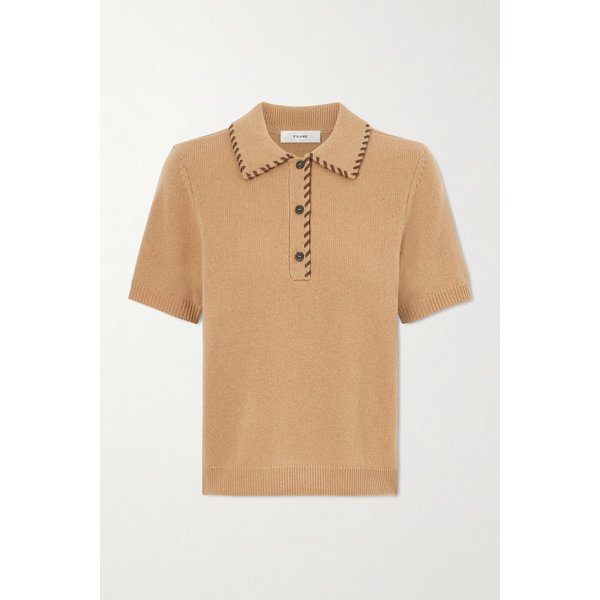 가죽 트리밍 울 캐시미어 블렌드 폴로 셔츠 46376663163048588