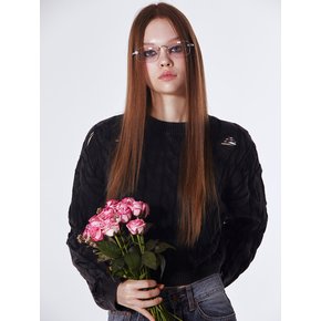 Destroyed Cropped Knit Sweater (BLACK)