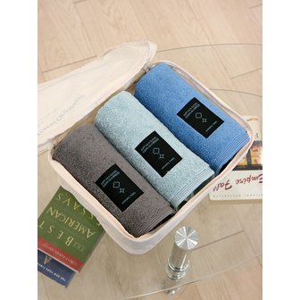 송월타월 블랙라벨 200g 항균 세면타올 3매 + 에이와이오 트래블파우치M 세트