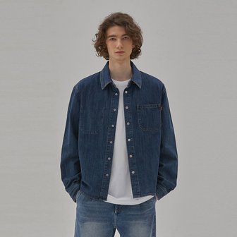 률앤와이 DENIM SEMI OVER FIT STON WASHING SHIRKET INDIGO