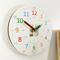 곰돌이 캐릭터 어린이 시계공부 교육용 무소음 아이방 벽시계
