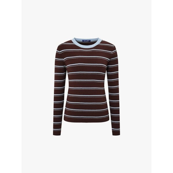 슬림핏 스트라이프 리브 니트 EMQ1KPO220