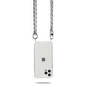 SILVER BLACK DOUBLE CROSS CHAIN PHONE CASE