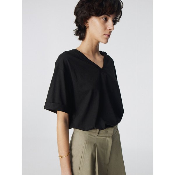 Relaxed V-neck T_Black