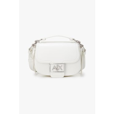 ARMANI EXCHANGE AX 여성 메탈 로고 스몰 크로스바디 새들- 아이보리(A425170514)