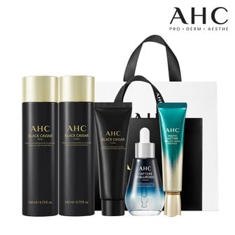 AHC 블랙캐비어 2종세트(토너 140ml&로션140ml)+텐레볼루션아이크림7ml+쇼핑백증정