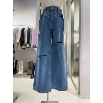 에고이스트 [여주점] 자수포인트 언발 슬릿 와이드 데님바지ES1DP761