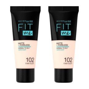 Maybelline 메이블린 뉴욕 핏 미 매트 포어리스 위드클레이 파운데이션30ml 102페어 아이보리2개