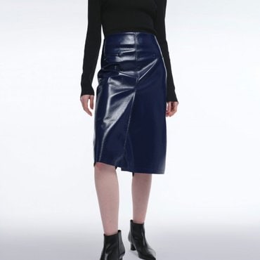 매그제이 GLOSY SLIT MIDI SKIRT_2colors J241OSK311