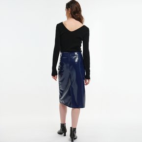 GLOSY SLIT MIDI SKIRT_2colors J241OSK311