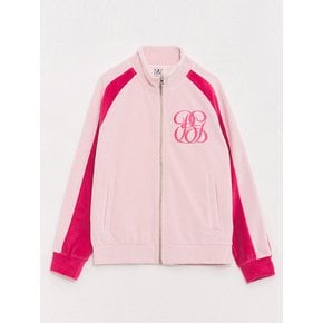 Color-Mix Velvet Zip-up Jacket Pink