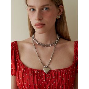 [3 Way] Big LMM Heart Ball Chain Necklace & Cross-body Strap