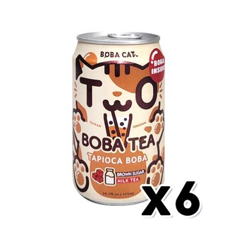  보바캣 타피오카보바 흑당밀크 버블티 캔음료 315ml x 6개