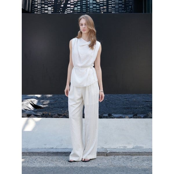 BONY Cowl Belted Blouse (Soft Cream)