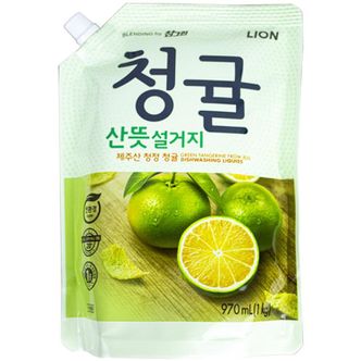 오너클랜 청귤 산뜻설거지 리필 1kg 참그린 주방세제