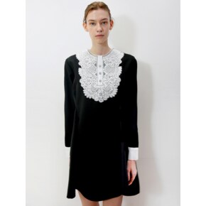 레이스 턱 블랙 원피스_Lace Tuck Black OP