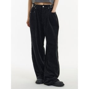 버클 와이드 코듀로이 팬츠 블랙_BUCKLE WIDE CORDUROY PANTS BLACK