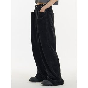 버클 와이드 코듀로이 팬츠 블랙_BUCKLE WIDE CORDUROY PANTS BLACK