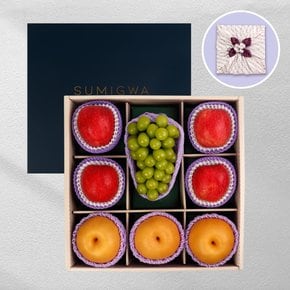 [9/22일 오전10시 주문마감][신세계 오늘의과일]프리미엄 3색 혼합 4kg (사과4입.배3입.샤인머스캣1입)_신세계보자기&외피박스