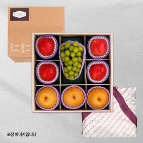 [9/22일 오전10시 주문마감][신세계 오늘의과일]프리미엄 3색 혼합 4kg (사과4입.배3입.샤인머스캣1입)_신세계보자기&외피박스