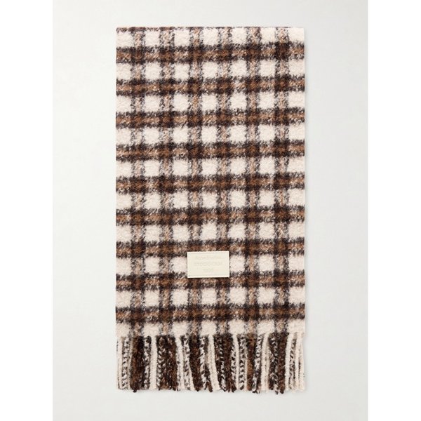 로고 아플리케 가죽 트리밍 니트 스카프 46376663162970044