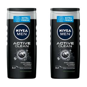 [해외직구] 독일직구 Nivea 니베아 남성용 액티브클린 샤워 젤 250ml 2팩