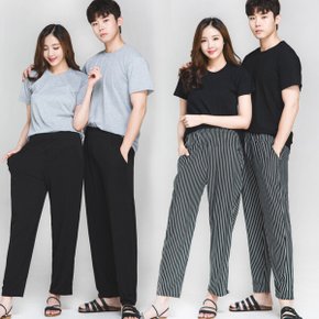 블랙러쉬 남녀 커플 공용 아이스 9부 쿨 배기바지 냉장고 여름 밴딩 팬츠(~XL)
