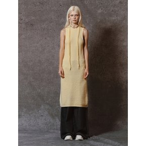 BOUCLE KNIT LONG DRESS - LEMON