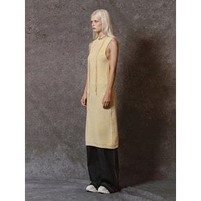 BOUCLE KNIT LONG DRESS - LEMON