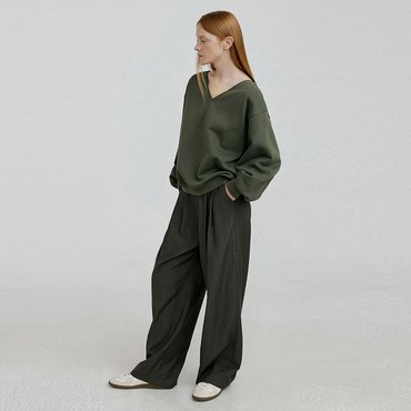몰리올리 SAGE 브이넥 스웻 티셔츠 [카키]