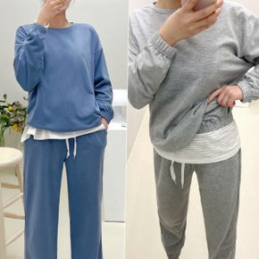 남녀공용 브루 밴딩 맨투맨 6color / 긴팔 데일리 무지 트레이닝 티셔츠