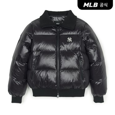 MLB [코리아공식] 여성 베이직 유광 립 크롭패딩 NY (Black)