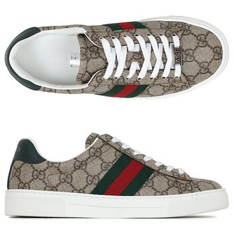 구찌 [부산점] 25FW 베이지 에보니 웹 에이스 스니커즈 760774 FACMZ 9746