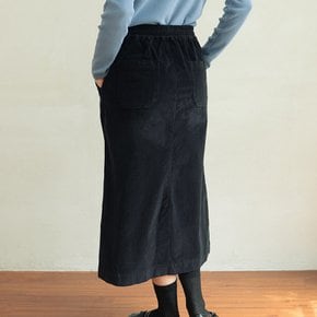 코듀로이 미디롱 스커트 블랙 250904BK