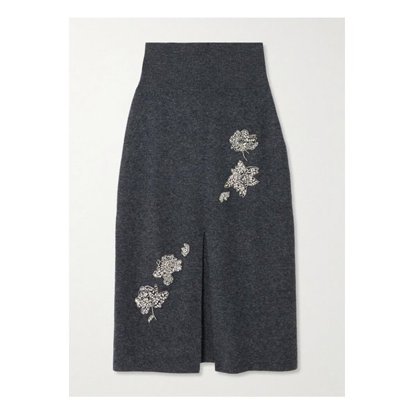 장식 니트 미디 스커트 그레이 46376663162865410