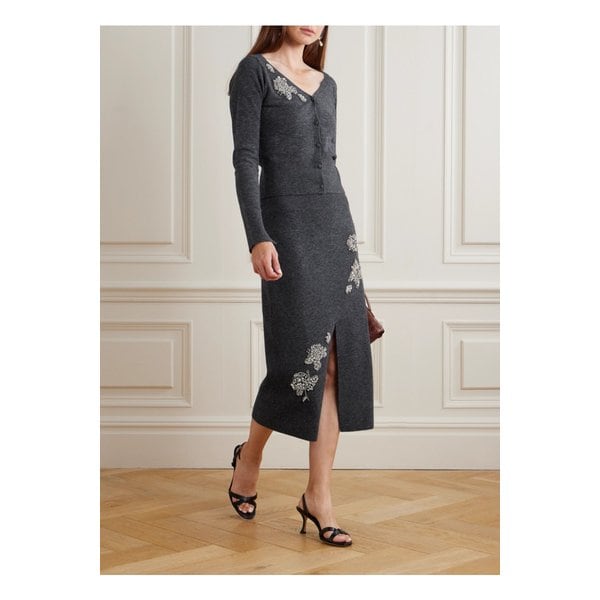 장식 니트 미디 스커트 그레이 46376663162865410