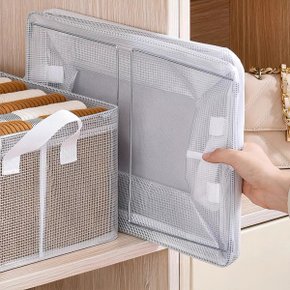[1+1+1] 클린메쉬 접이식 철제 투명 리빙박스 세척가능 수납정리함 26L