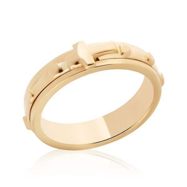 [비앤비골드] *세례명무료각인* 18K 모던 십자가 회전묵주반지 SHR38371